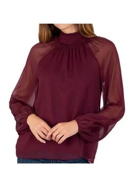 Joie Limited Edition Long Sheer Sleeve Smocked Blouse NWT